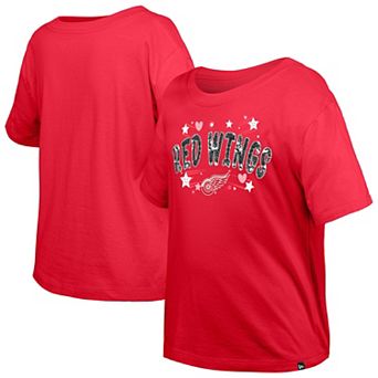 Girl's Youth New Era Red Detroit Red Wings Flip Sequin T-Shirt