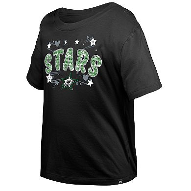 Girl's Youth New Era Black Dallas Stars Flip Sequin T-Shirt