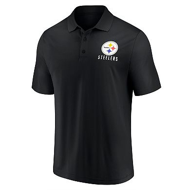 Men's Fanatics Black Pittsburgh Steelers Lockup Polo