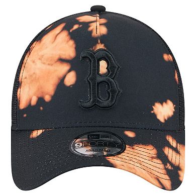 Men's New Era Black Boston Red Sox Bleached A-Frame 9FORTY Adjustable Hat
