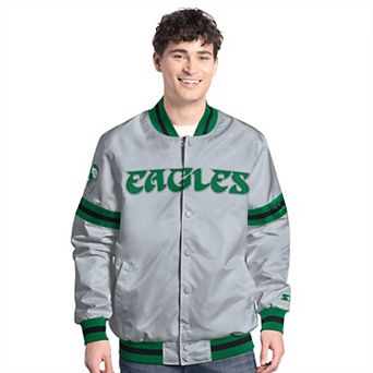 Men's Starter Gray Philadelphia Eagles Vintage Scout Full-Snap Varsity Jacket