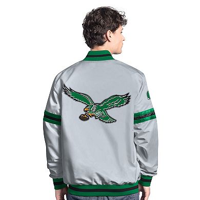 Men's Starter Gray Philadelphia Eagles Vintage Scout Full-Snap Varsity Jacket