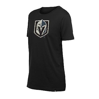Women's New Era Black Vegas Golden Knights Glam Game Floral T-Shirt