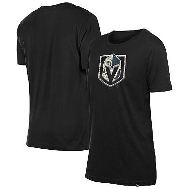 Women's New Era Black Vegas Golden Knights Glam Game Floral T-Shirt
