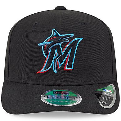 Men's New Era Black Miami Marlins Player Replica 9SEVENTY Adjustable Hat