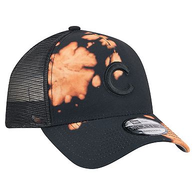 Men's New Era Black Chicago Cubs Bleached A-Frame 9FORTY Adjustable Hat