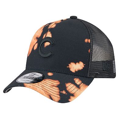 Men's New Era Black Chicago Cubs Bleached A-Frame 9FORTY Adjustable Hat
