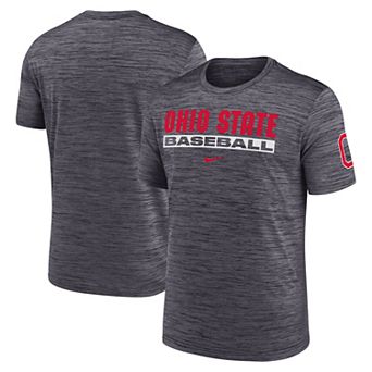 Men's Nike Black Ohio State Buckeyes Velocity Baseball Wordmark Stack Dri-FIT T-Shirt