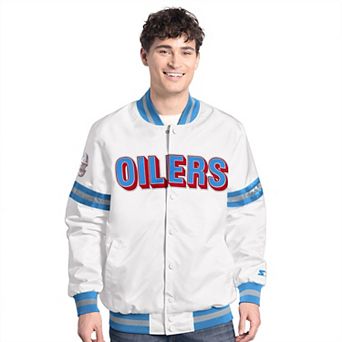 Men's Starter White Houston Oilers Vintage Scout Full-Snap Varsity Jacket