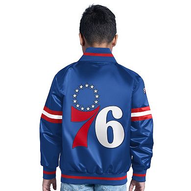 Youth Royal Philadelphia 76ers Scrimmage Full-Snap Varsity Jacket