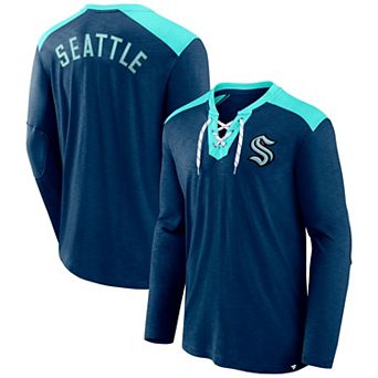 Men's Fanatics Deep Sea Blue Seattle Kraken Iconic Exclusive Long Sleeve T-Shirt