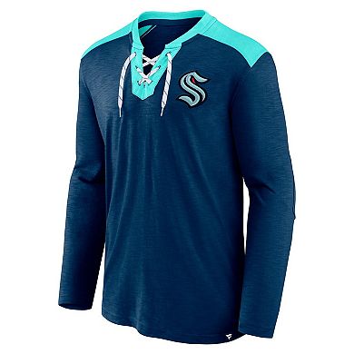 Men's Fanatics Deep Sea Blue Seattle Kraken Iconic Exclusive Long Sleeve T-Shirt