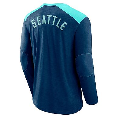 Men's Fanatics Deep Sea Blue Seattle Kraken Iconic Exclusive Long Sleeve T-Shirt