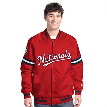 Men's Starter Red Washington Nationals Scout Full-Snap Varsity Jacket