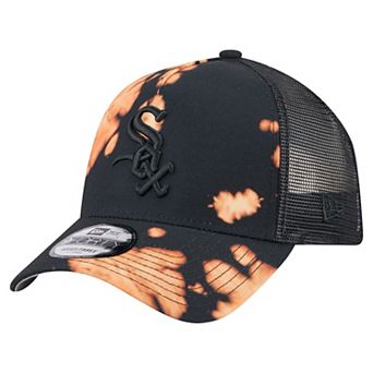 Men's New Era Black Chicago White Sox Bleached A-Frame 9FORTY Adjustable Hat