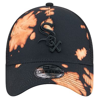 Men's New Era Black Chicago White Sox Bleached A-Frame 9FORTY Adjustable Hat