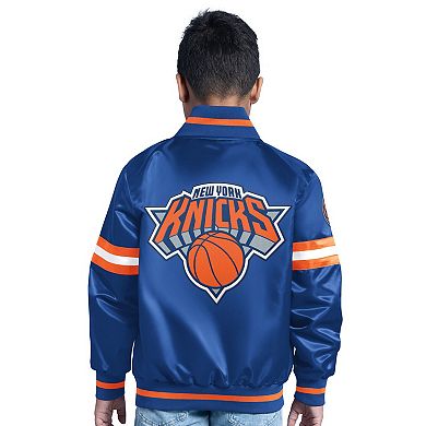 Youth Blue New York Knicks Scrimmage Full-Snap Varsity Jacket