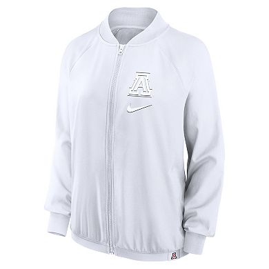 Women's Nike White Arizona Wildcats Raglan Full-Zip Bomber Jacket