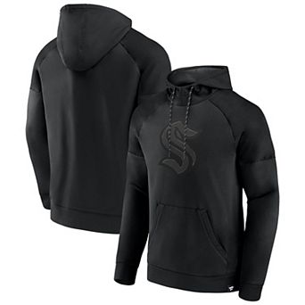 Men's Fanatics Seattle Kraken Black Ice Defender Raglan Pullover Hoodie