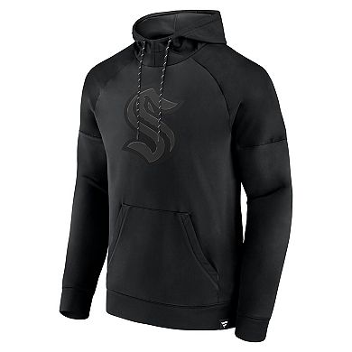 Men's Fanatics Seattle Kraken Black Ice Defender Raglan Pullover Hoodie