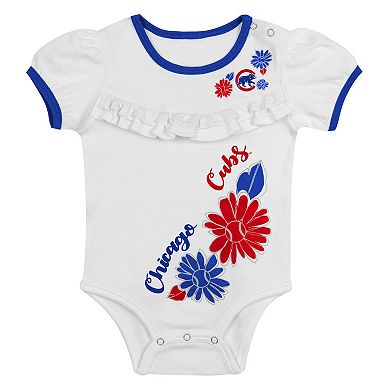 "Newborn White/Royal Chicago Cubs Sweet Catcher 3-Piece Bodysuit, Headband and Skirt Set"