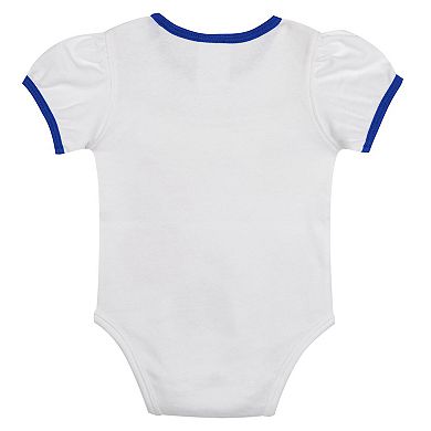 "Newborn White/Royal Chicago Cubs Sweet Catcher 3-Piece Bodysuit, Headband and Skirt Set"