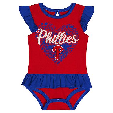 "Newborn Red Philadelphia Phillies Fan Cheer Bodysuit, Bib & Bootie Set"