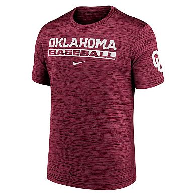 Men's Nike Crimson Oklahoma Sooners Velocity Baseball Wordmark Stack Dri-FIT T-Shirt
