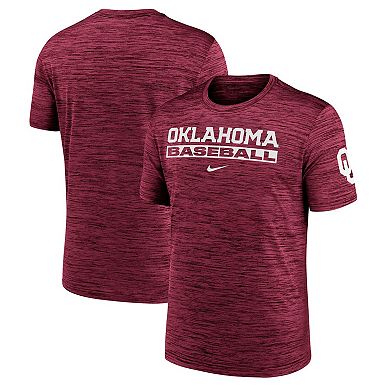 Men's Nike Crimson Oklahoma Sooners Velocity Baseball Wordmark Stack Dri-FIT T-Shirt
