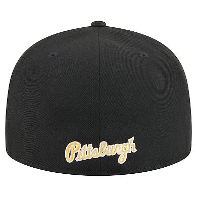 Men's New Era Black Pittsburgh Pirates Overlap 59FIFTY Fitted Hat