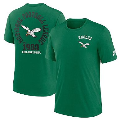 Men's Nike Kelly Green Philadelphia Eagles Rewind Team Excite 2-Hit Tri-Blend T-Shirt