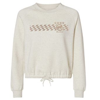 Women's Soft as a Grape Natural Chicago Cubs Tonal Checkered Sweatshirt