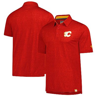 Men's Fanatics Red Calgary Flames Jacquard Polo