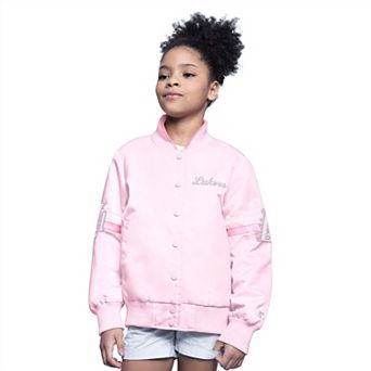 Youth��Starter Light Pink Los Angeles Lakers Arena Full-Snap Varsity Jacket