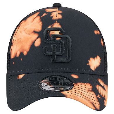 Men's New Era Black San Diego Padres Bleached A-Frame 9FORTY Adjustable Hat