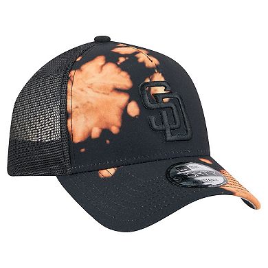 Men's New Era Black San Diego Padres Bleached A-Frame 9FORTY Adjustable Hat