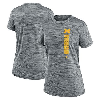 Women's Nike Gray Michigan Wolverines Sideline Velocity Dri-FIT T-Shirt