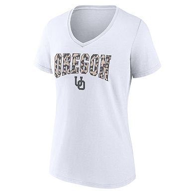 Women's Fanatics White Oregon Ducks Fundamentals School Fashion T-Shirt