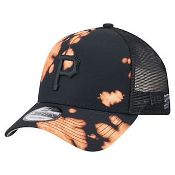Men's New Era Black Pittsburgh Pirates Bleached A-Frame 9FORTY Adjustable Hat