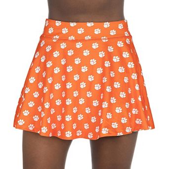 Women's ZooZatz Orange Clemson Tigers All-Over Print Flowy Skort