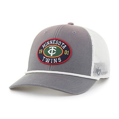 Men's '47 Gray/White Minnesota Twins Tide Sweep Rope Trucker Adjustable Hat