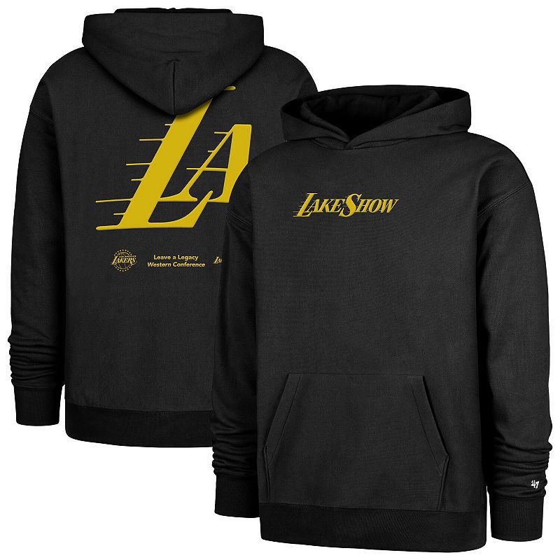 Men's '47 Black Los Angeles Lakers 2024/25 City Edition Double Crossover Foundation Pullover Hoodie, Size: Large