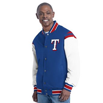 Men's G-III Sports by Carl Banks Royal Texas Rangers Recruit Commemorative Full-Snap Varsity Jacket