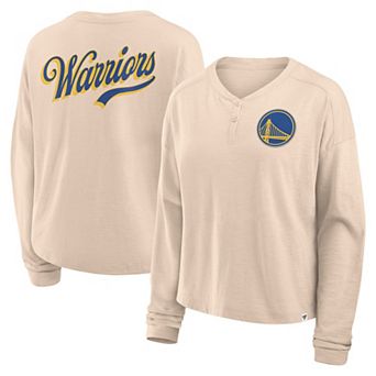 Women's Fanatics Natural Golden State Warriors Boxed Out Drop Fashion Long Sleeve T-Shirt