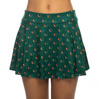 Women's��ZooZatz Green Miami Hurricanes All-Over Print Flowy Skort