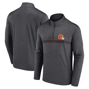 Men's Fanatics Charcoal Cleveland Browns Head-to-Head Quarter-Zip Pullover