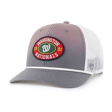 Men's '47 Gray/White Washington Nationals Tide Sweep Rope Trucker Adjustable Hat