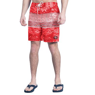 Men's G-III Sports by Carl Banks Scarlet/Gray San Francisco 49ers Horizon Volley Swim Shorts