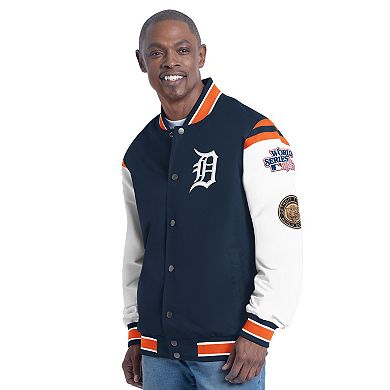 Men's�G-III Sports by Carl Banks Navy Detroit Tigers Recruit Commemorative Full-Snap Varsity Jacket