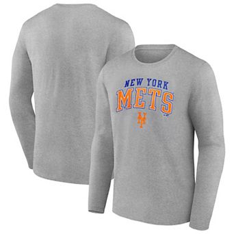 Men's Fanatics Heather Gray New York Mets Iconic Logo Long Sleeve T-Shirt